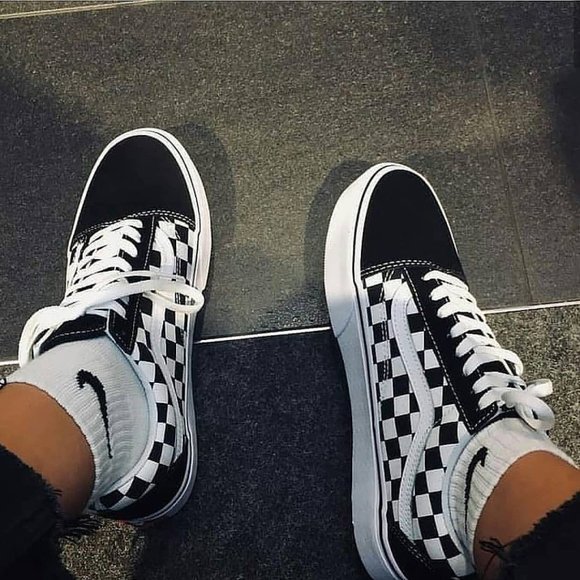 Vans Shoes - BLACK VANS OLD SCHOOL CHECKERED SKATE SHOES SKATER